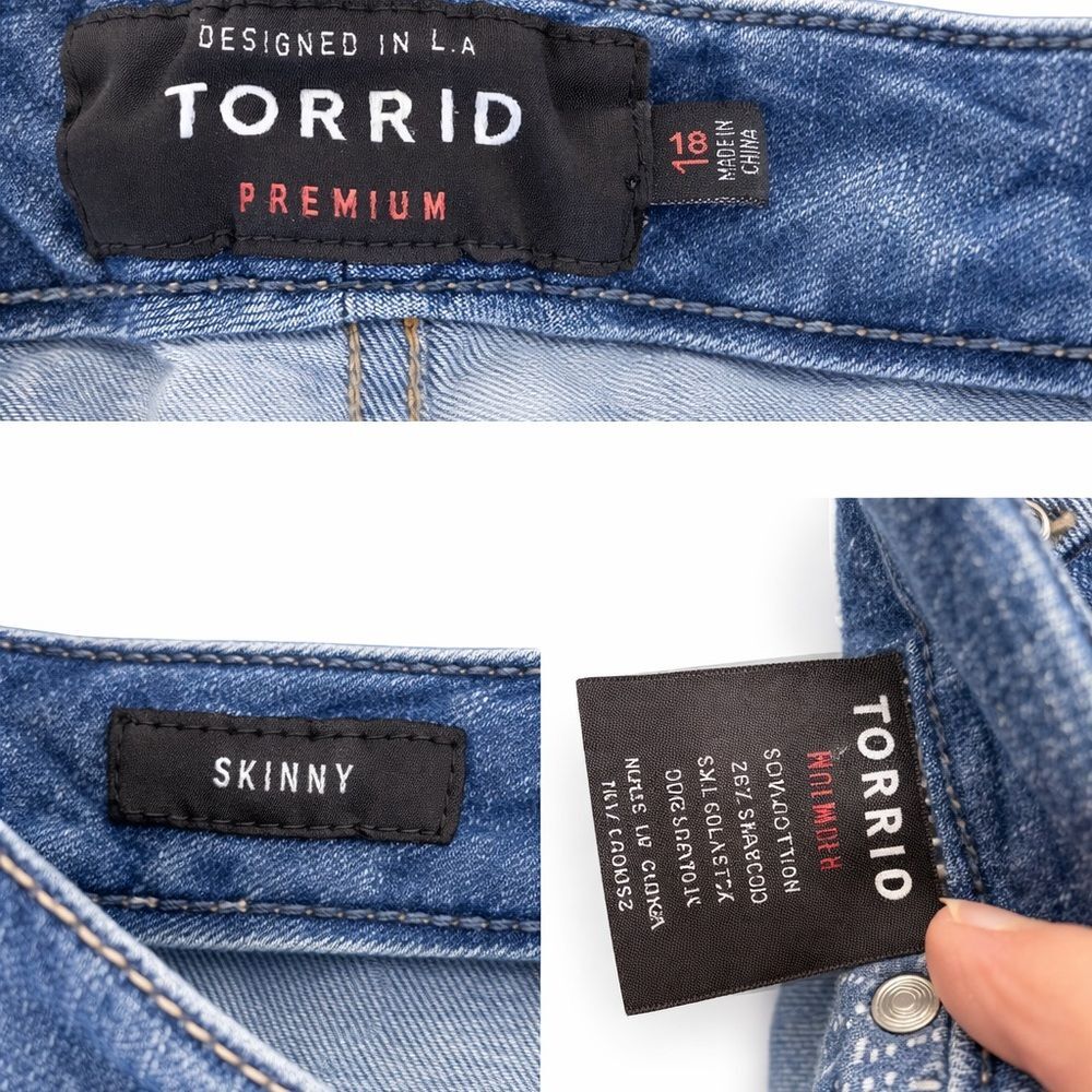 Torrid Premium Skinny Jeans Women’s Size 18 Medium Wash Frayed Hem Stretch Denim - Picture 3 of 3
